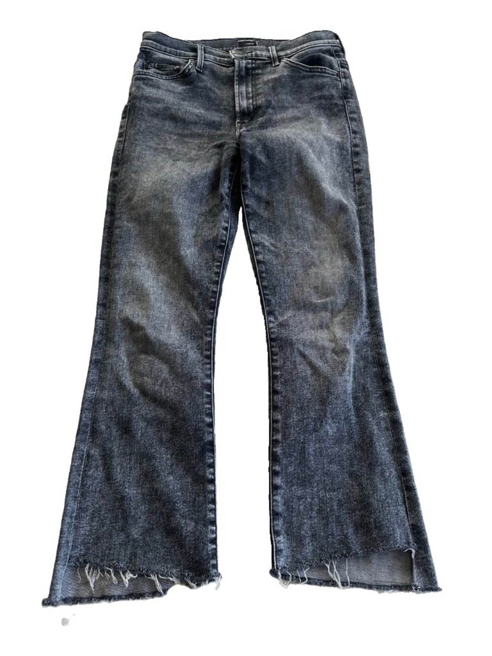 MOTHER 28 Denim The Insider Crop Step Fray Jeans Train Stops Wash